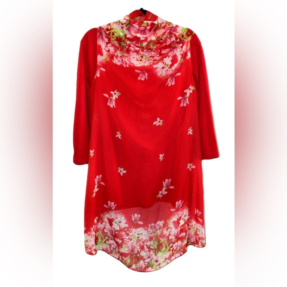 Scarf Vest - Red with Pink Flowers - Picture 2 of 3